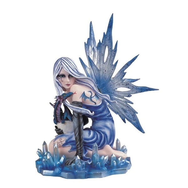 12" h Ice Fairy with Baby Statue Fantasy Decoration Figurine Blue Polyresin