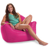 Posh Creations Structured Comfy Bean Bag Chair for Gaming, Reading, and Watching TV, Malibu Lounge, Soft Nylon-Pink