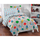 BC5 Piece Kids Twin Size Sun Moon Stars Comforter Set Outer Space