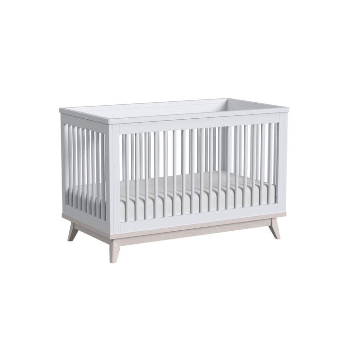 51" Wide Modern Cottage Crib Ash Linen White Contemporary