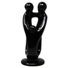 Global Crafts Hand Carved Soapstone 8-inch Tall Family Sculpture in Black, 2 Parents 1 Child