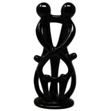 Global Crafts Hand Carved Soapstone 8-inch Tall Family Sculpture in Black, 2 Parents 4 Children