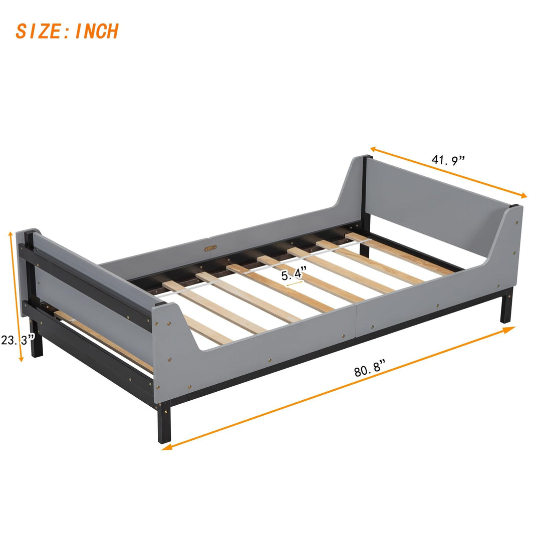 Twin Size Bed Kids Grey Modern Contemporary Traditional