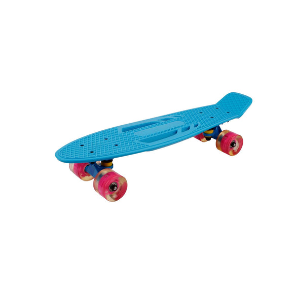 22 Inch Skateboard with Led Light Up Pu Wheels and Bendable Deck Blue