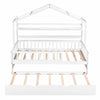 Wooden Twin Size House Bed with Trundle Kids Shelf White id-Century