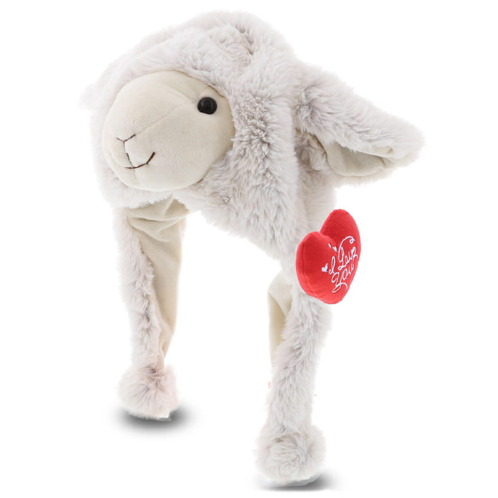 I Love You White Sheep Plush Hat â€“ Cute with 16.5 Inches Polyester