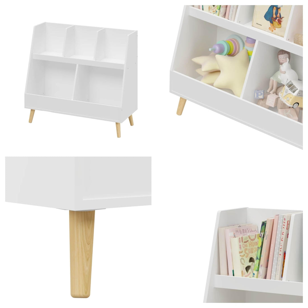 White Kids Bookshelf and Toy Organizer Modern Contemporary MDF