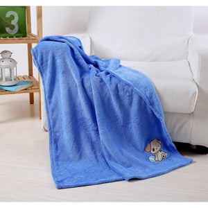 Soft Fuzzy Hypoalergenic Microplush Baby Blanket (40" X 30") Embroidery Blue Chevron Contemporary Polyester