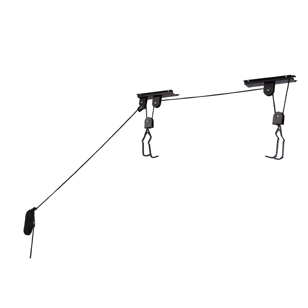 Bike Storage Pulley Strap System to Lift Bicycles Ladders More Black