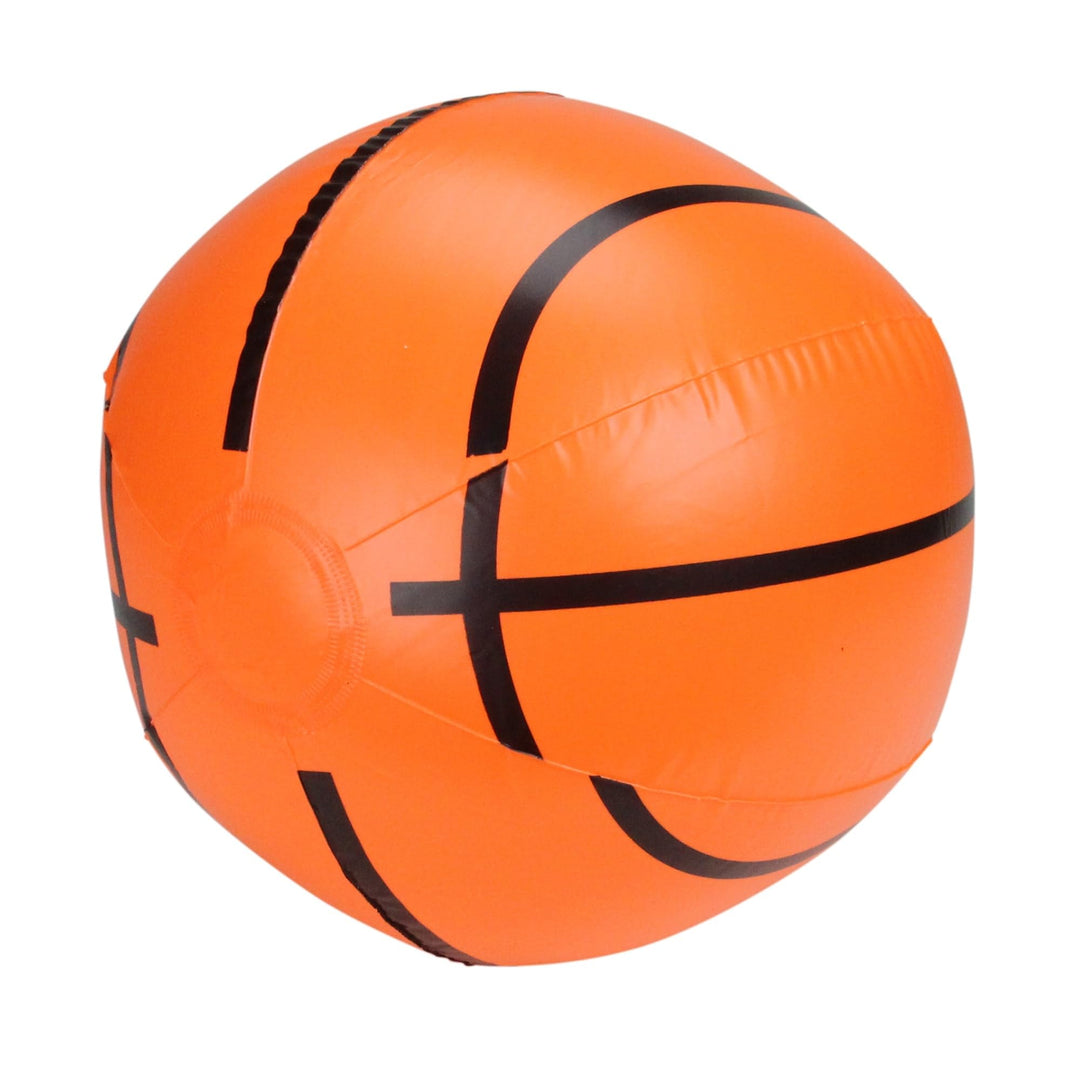 Inflatable Orange and Black 6-Panel Beach Basketball Swimming Pool Toy 16-inch 16" Plastic