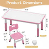 Kids Table and 6 Chairs Set Pink Wood Almond