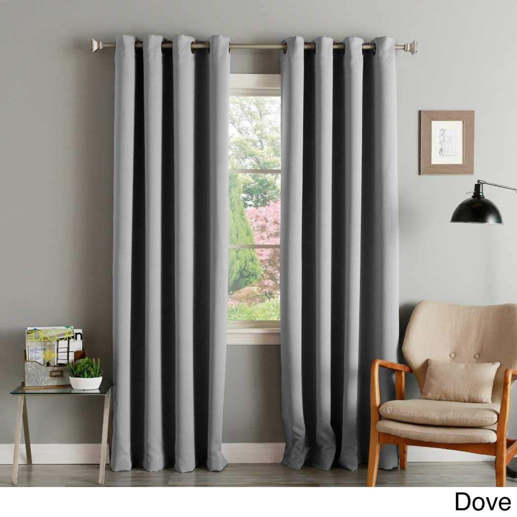 96 Inch Girls Dove Solid Color Blackout Curtain Panel Pair, Grey Color Window Drapes, Kids Themed Thermal Insulated Grommet Ring Top Playful Luxurious, Polyester