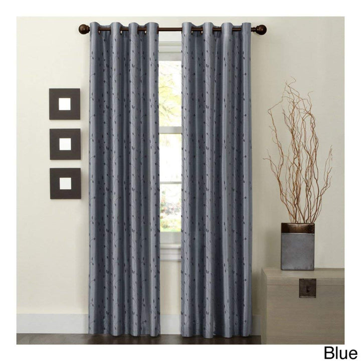 84 Inch Girls Blue Color Embroidered Curtain Single Panel, Navy Color Window Drapes, Kids Themed Thermal Lined Grommet Playful Stylish Luxurious, Faux Silk Polyester