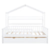 Wooden Full Size House Bed with 2 Drawers Kids Storage Shelf White