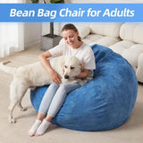 Bean Bags with Memory Foam Chair Blue Contemporary Linen Removable