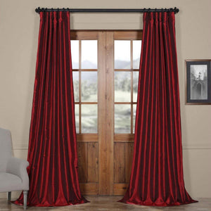 96 Inch Ruby Vintage Textured Faux Dupioni Silk Girls Curtain Single Panel, Dark Red Allover Pattern Drapes, Kids Themed Back Tab Rod Pocket Energy Efficient Luxurious, Faux Silk Polyester