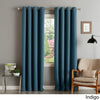 96 Inch Girls Indigo Solid Color Blackout Curtain Panel Pair, Blue Color Window Drapes, Kids Themed Thermal Insulated Grommet Ring Top Playful Luxurious, Polyester