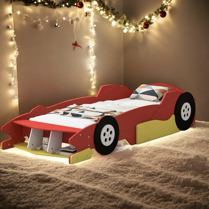 Twin Size Bed Kids Car Red Mid-Century Modern Contemporary