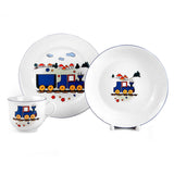 Train Porcelain Kids Dinnerware Set Of 3 Multi Color Round 4 Piece Dishwasher Safe Microwave