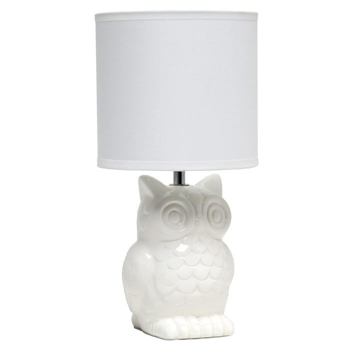 Simple Designs LT1136-OFF 12.8" Tall Contemporary Ceramic Owl Bedside Table Desk Lamp w Matching Fabric Shade for Home Decor,Bedroom, Nightstand, Living Room, Entryway, Kids' Room, Nursery, Off White