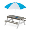 3-in-1 Kids Outdoor Wooden Picnic Table with Umbrella Grey Modern