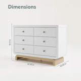 Storkcraft Santorini 6 Drawer Double Dresser (White with Driftwood)