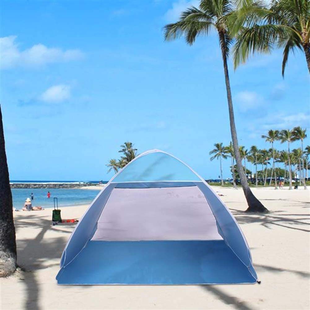 Beach Tent Pop Up Sun Shelter Big Automatic Umbrella Blue Polyester