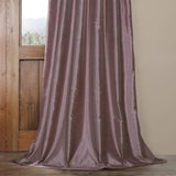 Exclusive Fabrics Smokey Plum Vintage Textured Faux Dupioni Silk Curtain Panel