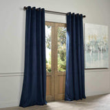 84 Inch Girls Midnight_blue Color Velvet Blackout Curtain Single