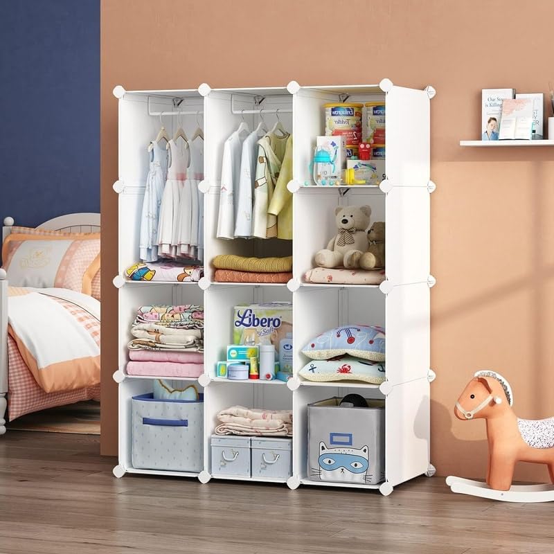 Kids Closet Organizers 15" d X 35" w 47" h White Modern Contemporary