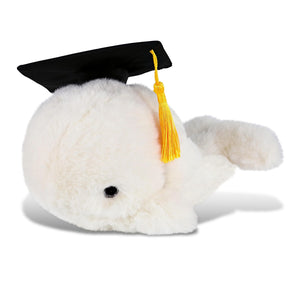 White Whale Small Graduation Plush with Cap Tassel Outfit 7 Inches Black Polyester