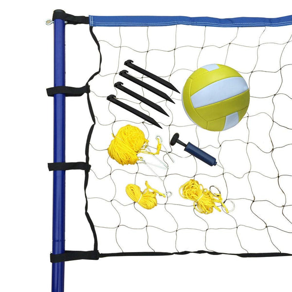 Portable Volleyball Net/Posts/Ball and Pump Set - Multi Metal Nylon