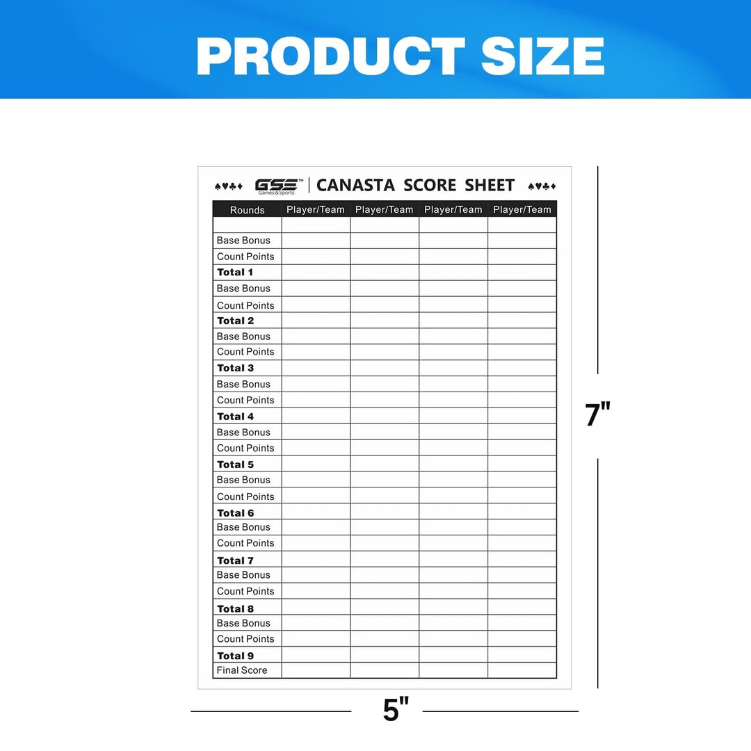 7"x5" Score Pads Card Game Sheet with Instructions Trick Values