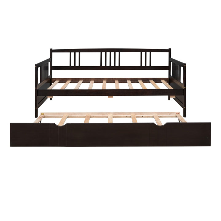 Elegant Design Twin Size Daybed Wood Bed Kids Ith Trundle Brown