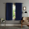 63 Inch Girls Navy Solid Color Blackout Curtain Panel Pair, Blue Color Window Drapes, Kids Themed Thermal Energy Efficient Rod Pocket Playful Luxurious, Polyester