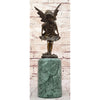 Fairy Angel Girl Child onze Sculpture Figure On Green Marble Base