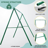 Extra Large Metal Swing Frame with 5 Hanging Hooks Green