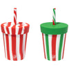 Silipint: Silicone Kids 8oz Straw Tumblers: 2 Pack - Peppermint & Poinsettia - Stocking Stuffer, Holiday Gift, Flexible, Sustainable