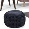 SIMPLIHOME Renee 20 Inch Boho Round Pouf in Velvet Fabric