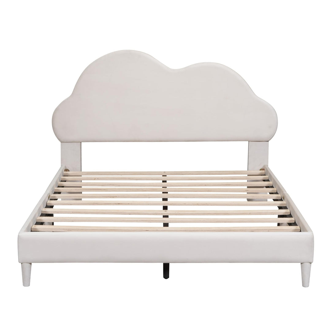 Fairytale-Like Kids Bed Velvet Upholstered Frame Platform with