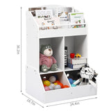 Kids Bookshelf with Storage White Modern Contemporary MDF Natural