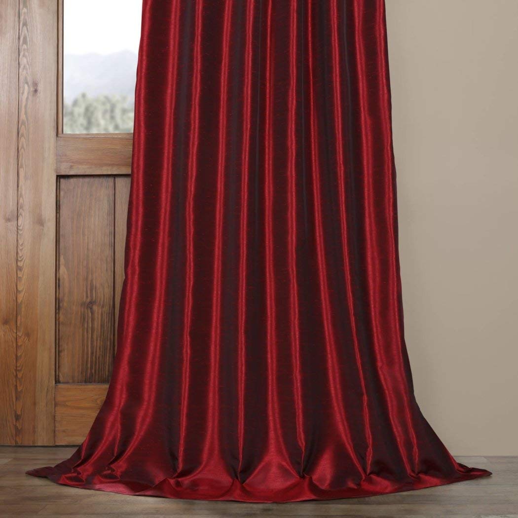 Exclusive Fabric Ruby Vintage Faux Textured Dupioni Silk Curtain (1 Panel)