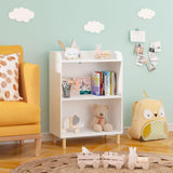 White Kids 3-Tier Bookcase Toy Storage Cabinet Organizer for Children's Room MDF