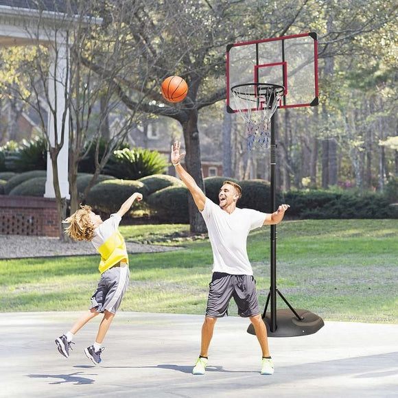 Portable Basketball Hoop System Stand Height Adjustable 7.5ft 9.2ft with 32 Inch Backboard and Wheels Black Iron