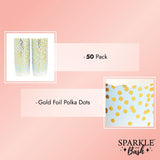 50 Pack lue And Gold Polka Dot Cupcake Liners Wrappers Muffin Paper