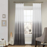 63 Inch Girls Grey Color Ombre Embroidered Curtain Single Panel, Black Color Window Drapes, Kids Themed Rod Pocket Playful Chic Stylish Luxurious, Cotton