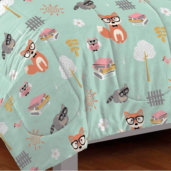 Kids Animal Friend Comforter Twin Set Cute Friendly All Over