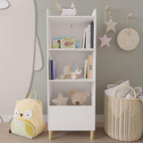 White Kids 4-Tier Bookcase Toy Storage Cabinet Organizer for Children's Room MDF