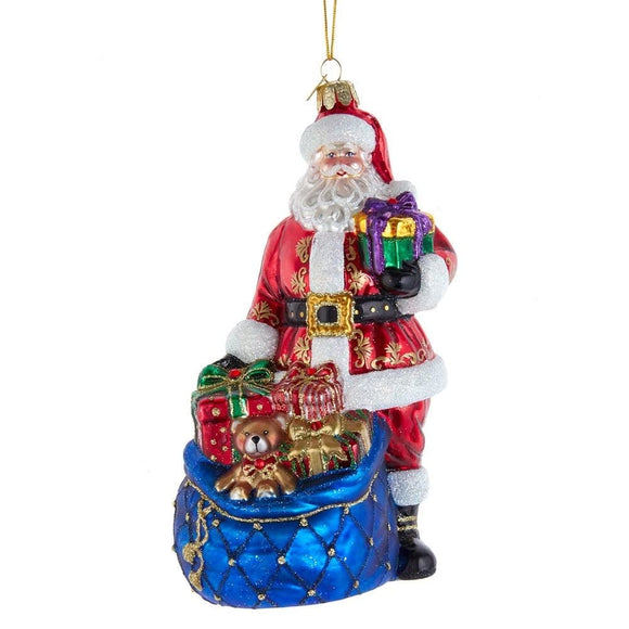 7-inch Santa with Toys and Gifts Ornament Multi Color Glass