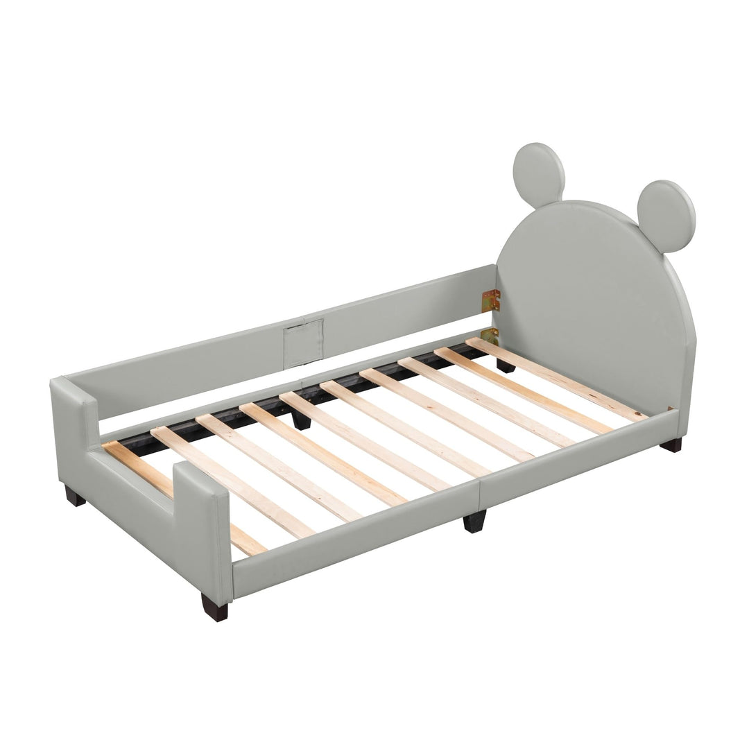 Twin Size Bed Kids Grey Mid-Century Modern Contemporary